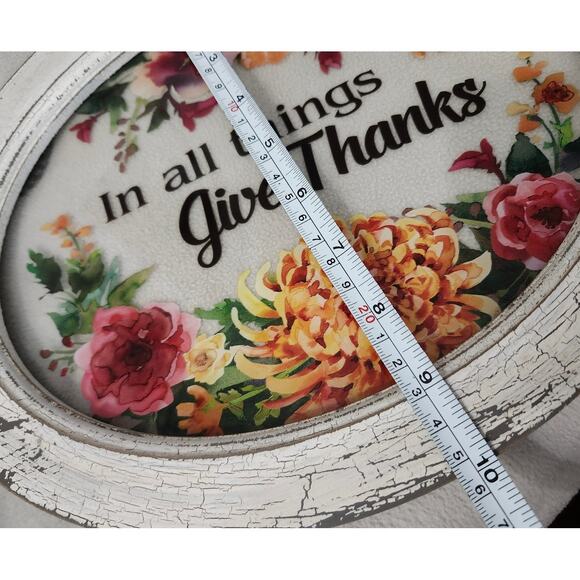 Give Thanks Flower Vintage Window Hanging Stain Glass Fall Thanksgiving - Picture 7 of 8